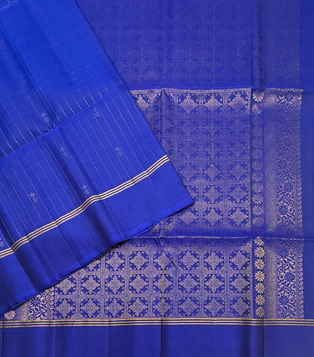 VSF1212 - ink blue color body , pallu,blouse - Pure silk saree