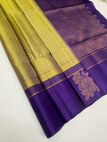 VSF1214 - yellow with violet color body , violet color pallu,blouse - Pure silk saree