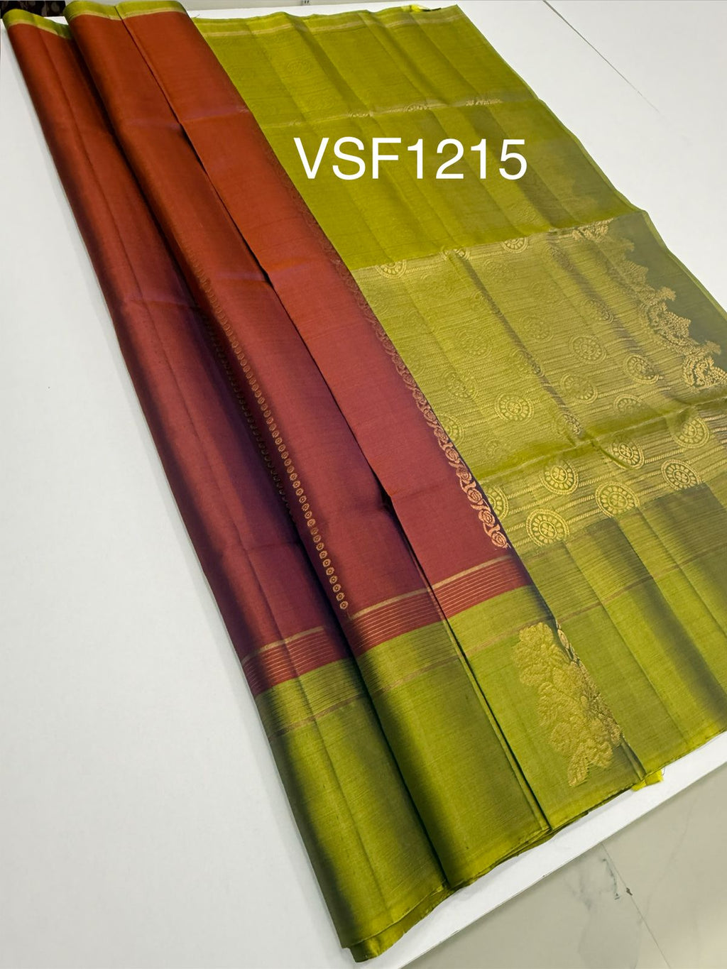 VSF1215 - maroon with violet color body , yellow with violet color pallu,blouse - Pure silk saree