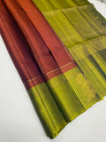 VSF1215 - maroon with violet color body , yellow with violet color pallu,blouse - Pure silk saree