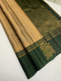 VSF1217 - grey with green color body , dark green color pallu,blouse - Pure silk saree