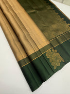VSF1217 - grey with green color body , dark green color pallu,blouse - Pure silk saree