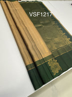 VSF1217 - grey with green color body , dark green color pallu,blouse - Pure silk saree