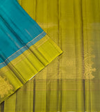 VSF1218 - peacock blue color body , oliove with violet color pallu,blouse - Pure silk saree