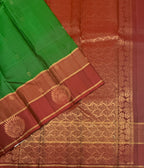 VSF1221 - dark green color body , maroon color pallu,blouse - Pure silk saree