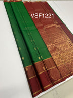VSF1221 - dark green color body , maroon color pallu,blouse - Pure silk saree