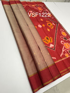 VSF1222 - light peach with red color body , red color pallu,blouse - Pure silk saree