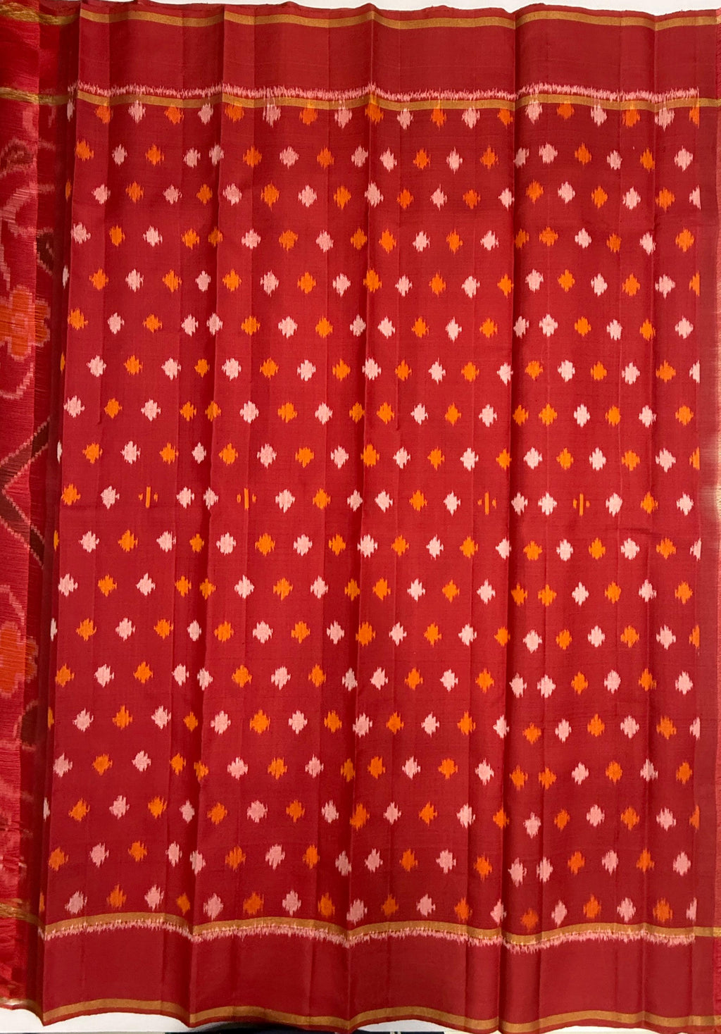 VSF1222 - light peach with red color body , red color pallu,blouse - Pure silk saree