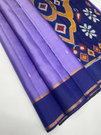 VSF1223 - dark lavender color body , blue color pallu,blouse - Pure silk saree