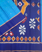 VSF1224 - peacock blue color body , navy blue color pallu,blouse - Pure silk saree
