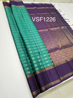 VSF1226 - pastel green color body , violet color pallu,blouse - Pure silk saree