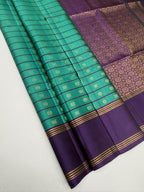 VSF1226 - pastel green color body , violet color pallu,blouse - Pure silk saree