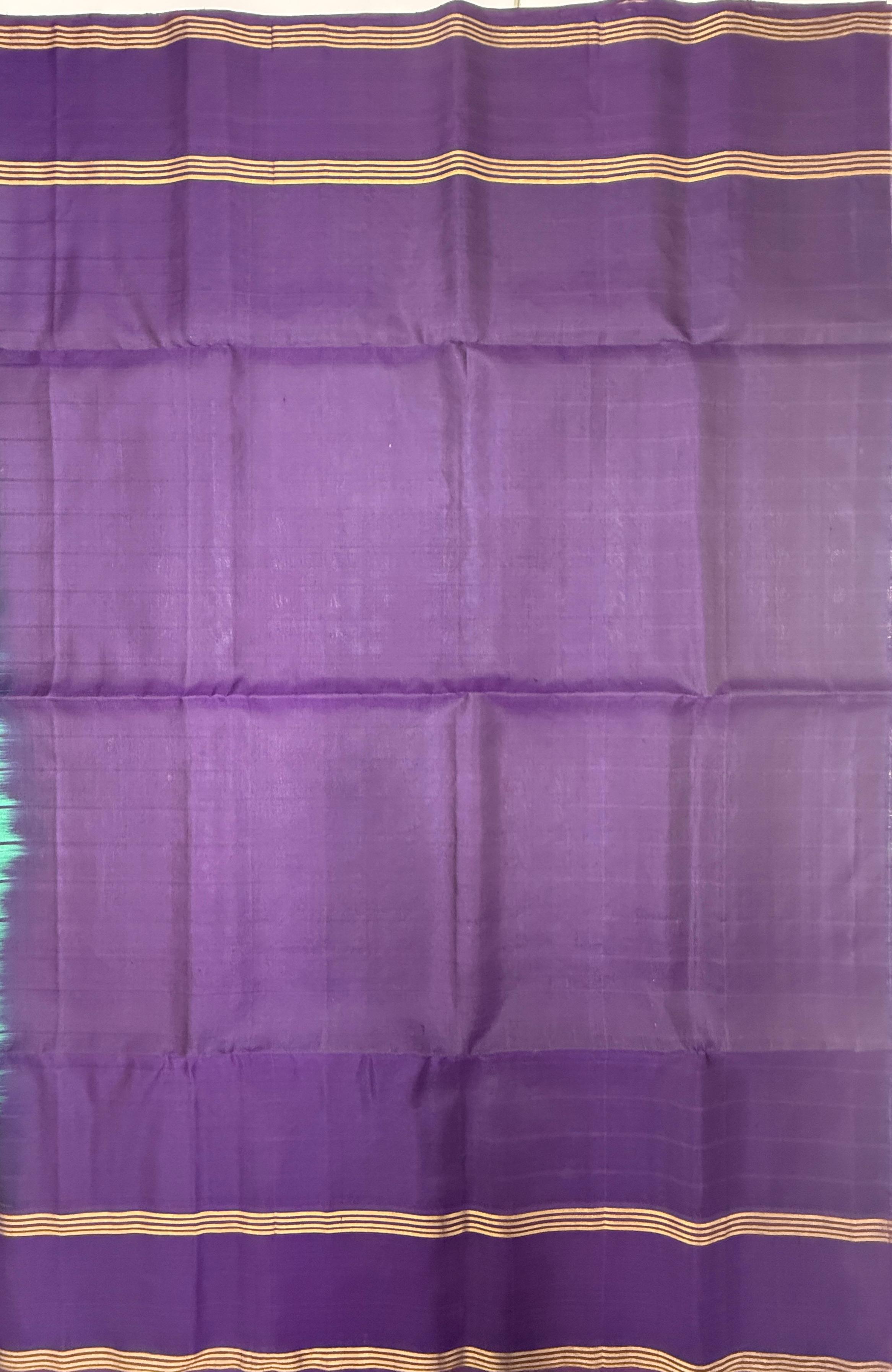 VSF1226 - pastel green color body , violet color pallu,blouse - Pure silk saree