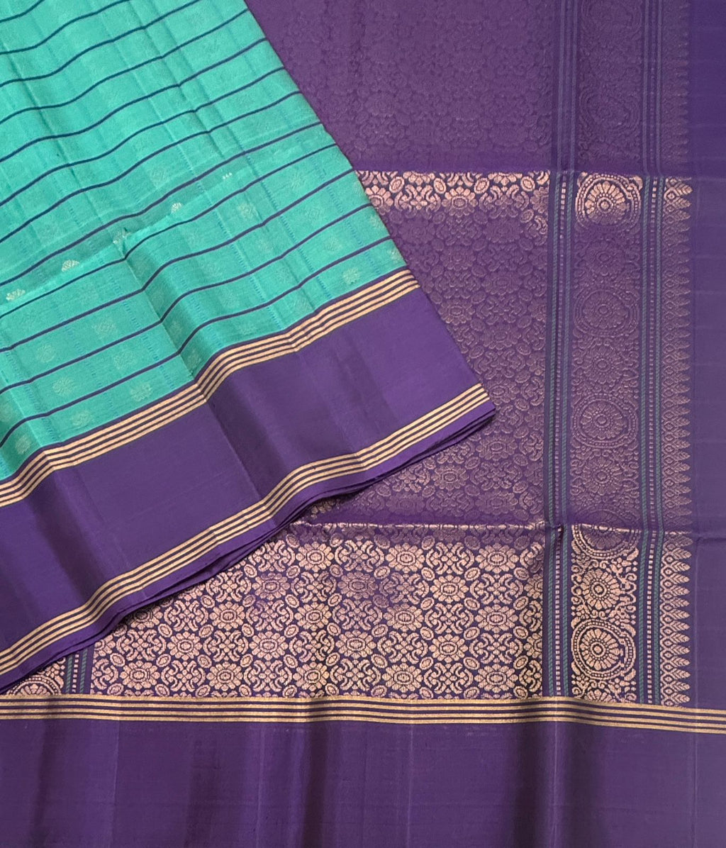 VSF1226 - pastel green color body , violet color pallu,blouse - Pure silk saree