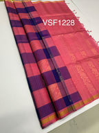 VSF1228 - multicolor color body , pink color pallu,blouse - Pure silk saree