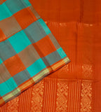 VSF1229 - multicolor color body , orange color pallu,blouse - Pure silk saree