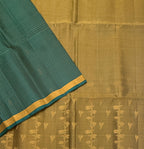 VSF1231 - peacock green color body , beige color pallu,blouse - Pure silk saree