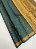 VSF1231 - peacock green color body , beige color pallu,blouse - Pure silk saree
