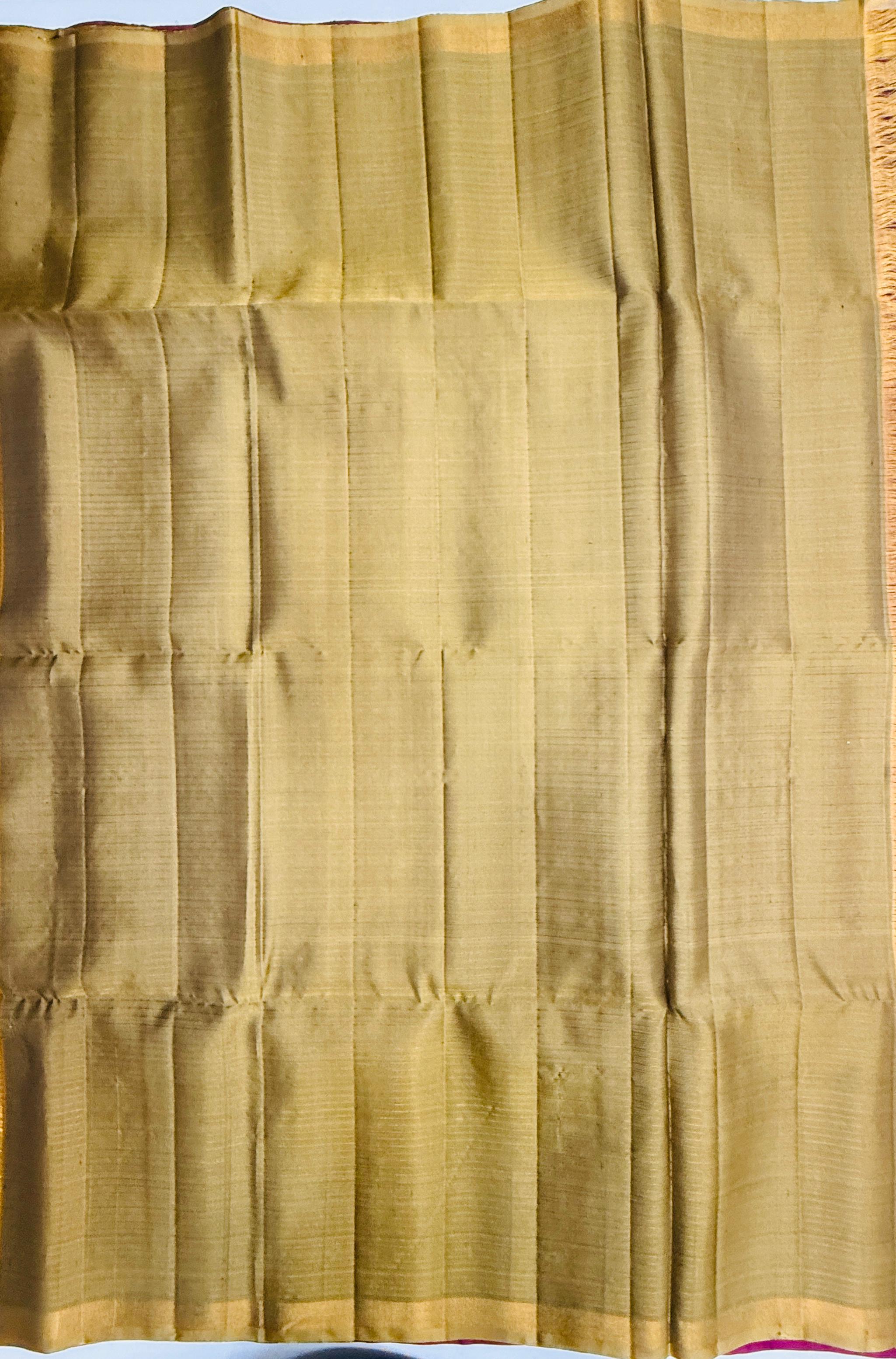 VSF1232 - purple color body , beige color pallu,blouse - Pure silk saree