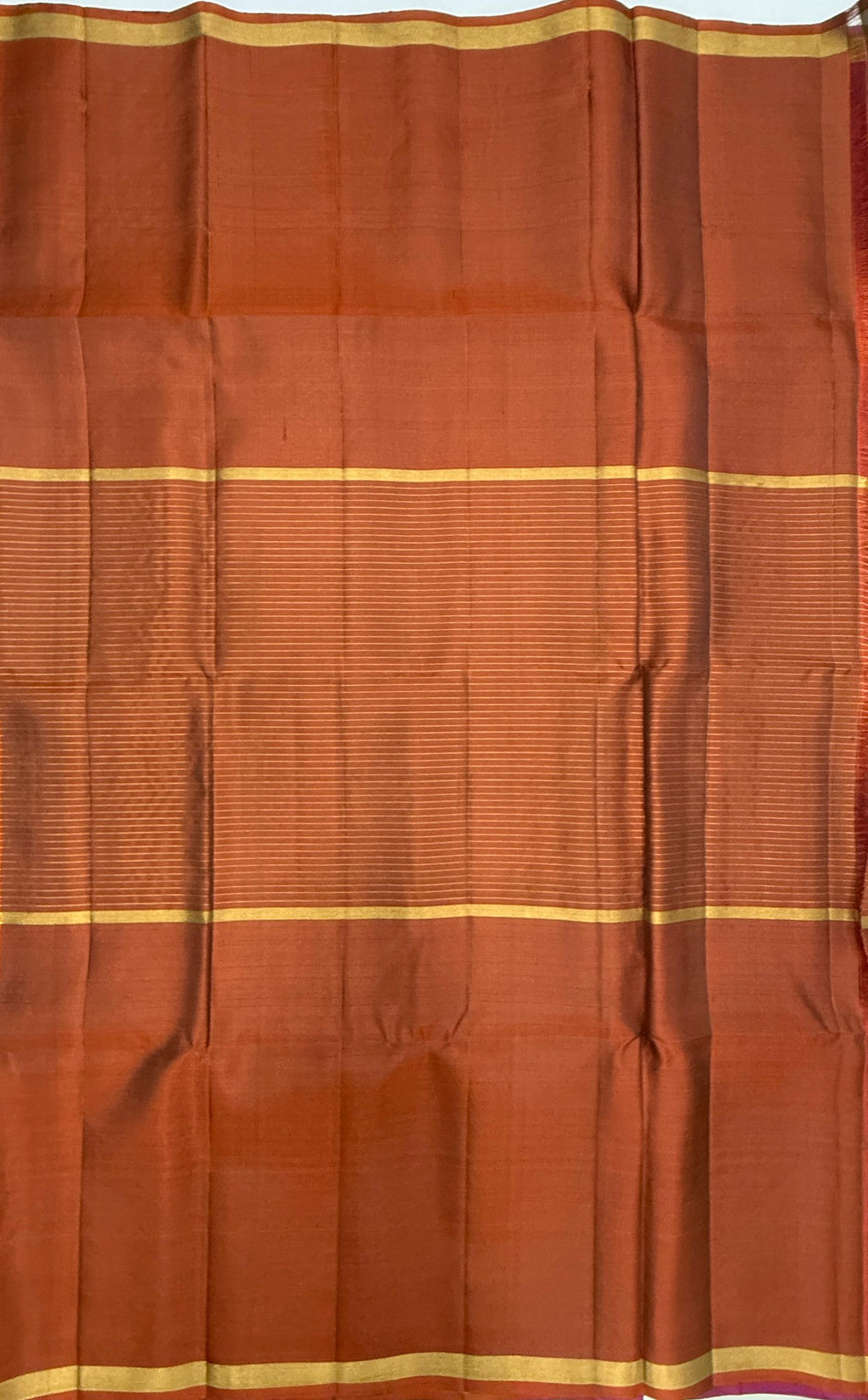 VSF1234 - purple color body , rust orange color pallu,blouse - Pure silk saree