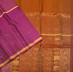 VSF1234 - purple color body , rust orange color pallu,blouse - Pure silk saree