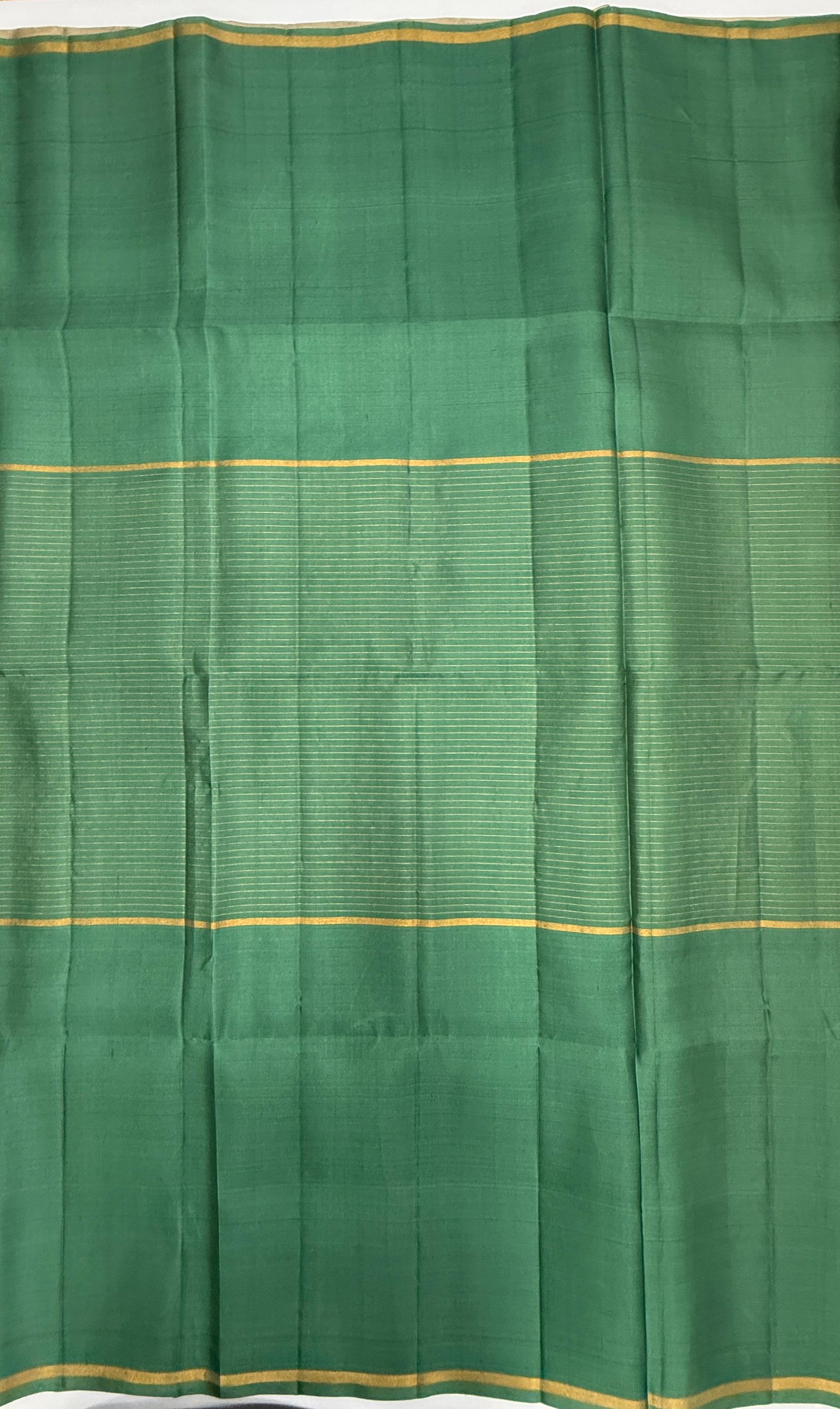 VSF1235 - beige color body , pastel green color pallu,blouse - Pure silk saree