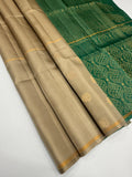 VSF1235 - beige color body , pastel green color pallu,blouse - Pure silk saree