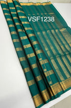 VSF1238 - peacock green color body , pallu,blouse - Pure silk saree