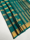 VSF1238 - peacock green color body , pallu,blouse - Pure silk saree