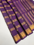 VSF1239 - violet color body , pallu,blouse - Pure silk saree
