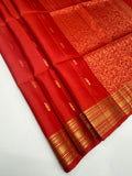 VSF1240 - red color body , pallu,blouse - Pure silk saree