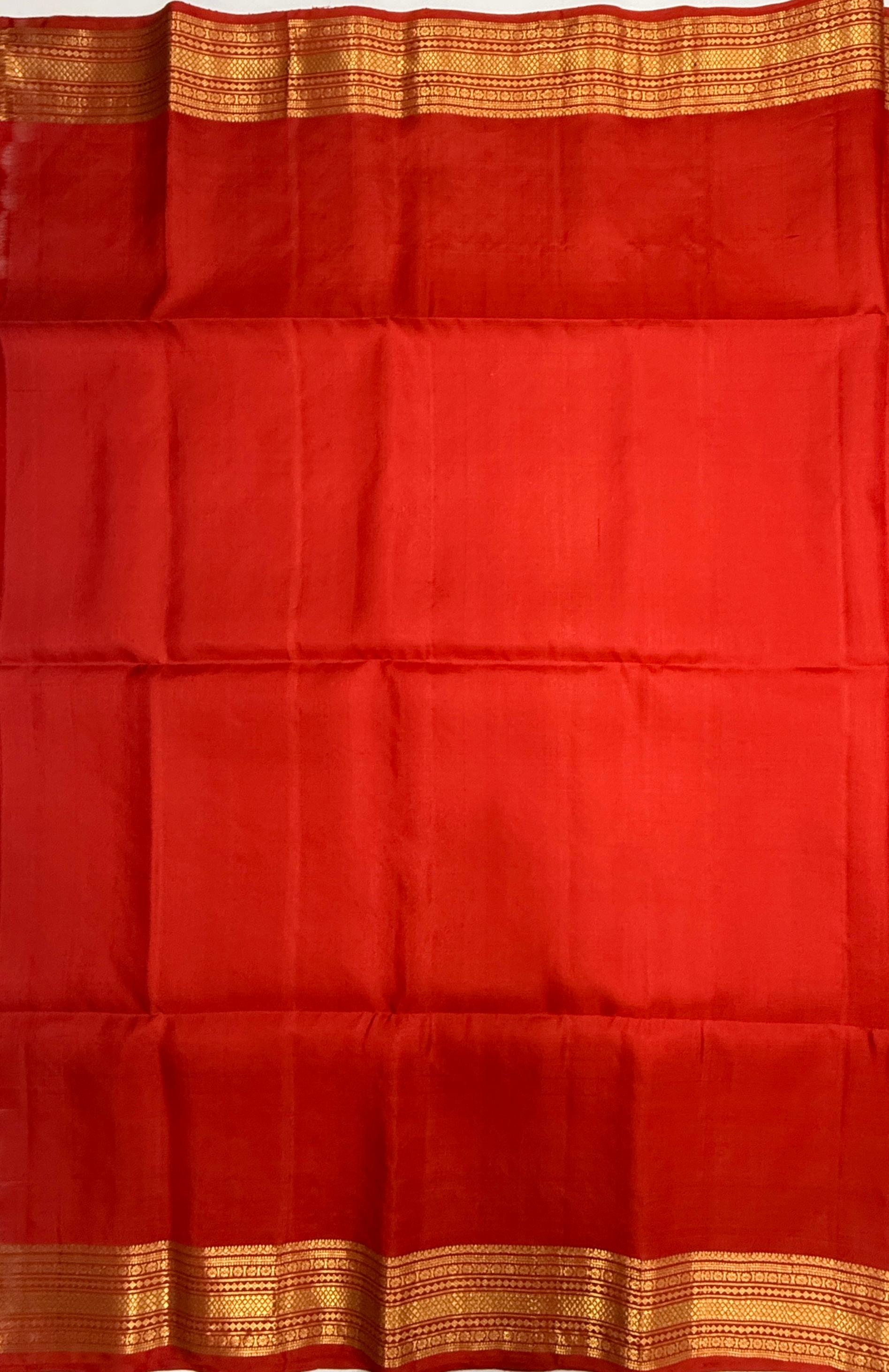 VSF1240 - red color body , pallu,blouse - Pure silk saree