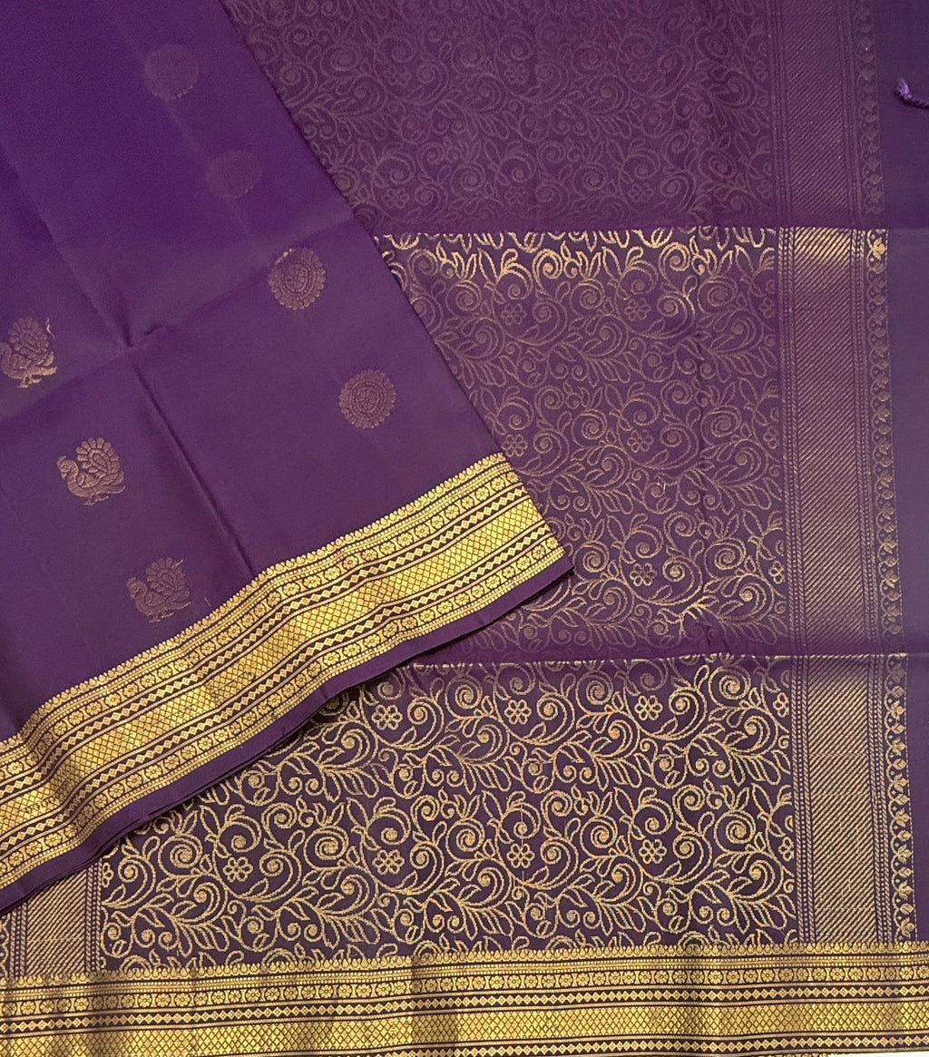 VSF1241 - dark violet color body , pallu,blouse - Pure silk saree