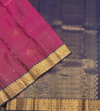 VSF1242 - purple color body , navy blue color pallu,blouse - Pure silk saree