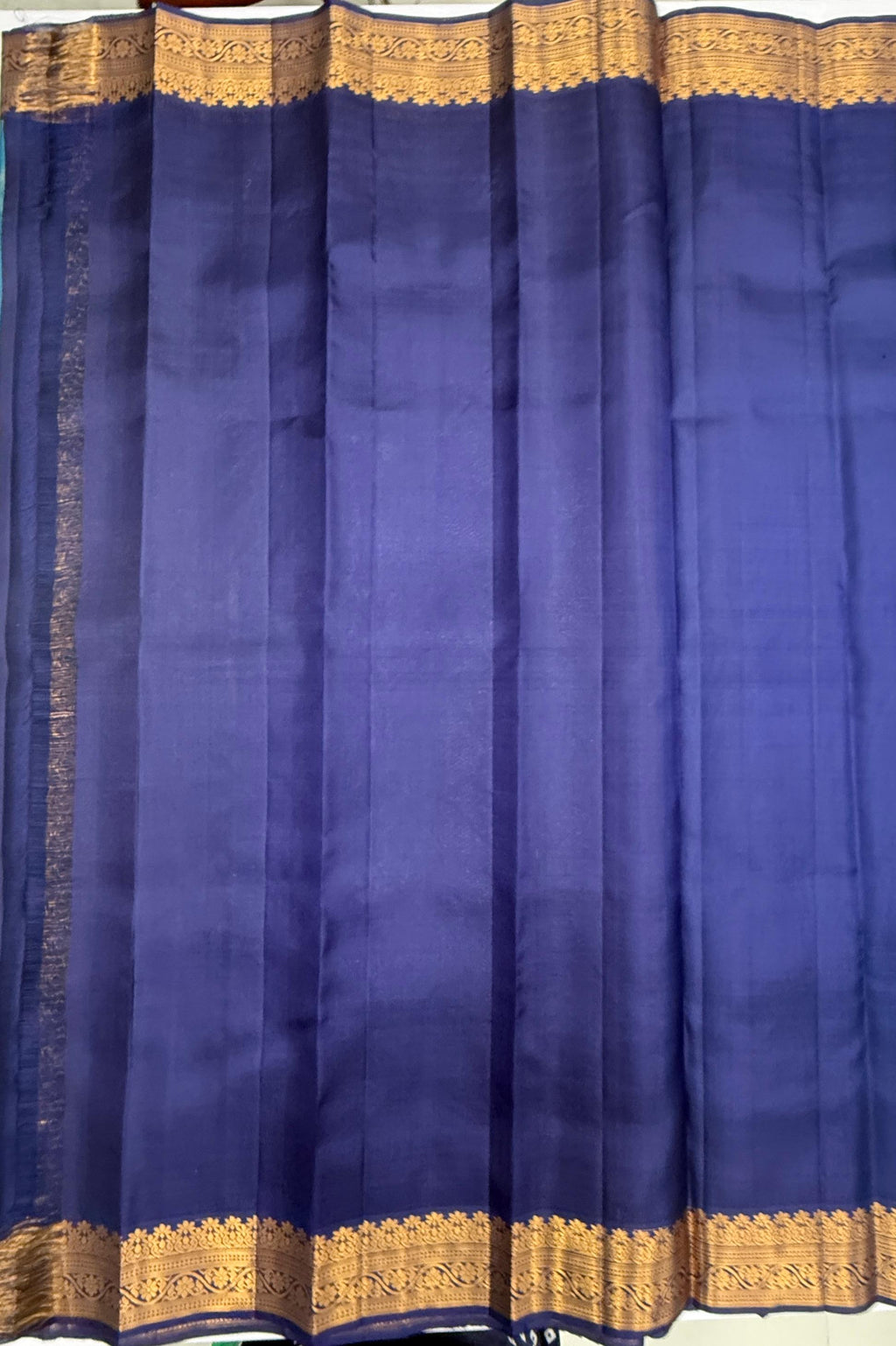 VSF1243 - blue color body , navy blue color pallu,blouse - Pure silk saree