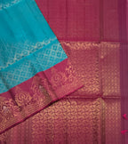 VSA678 - blue color body , dark purple color pallu , blouse pure silk saree