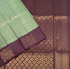 VSA679 - pastel green color body , dark purple color pallu , blouse pure silk saree