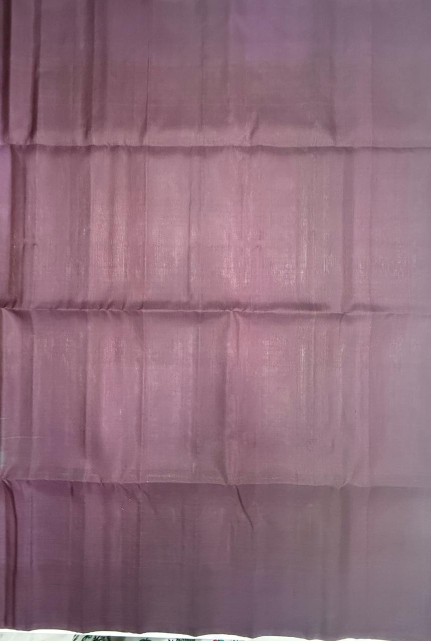 VSA679 - pastel green color body , dark purple color pallu , blouse pure silk saree
