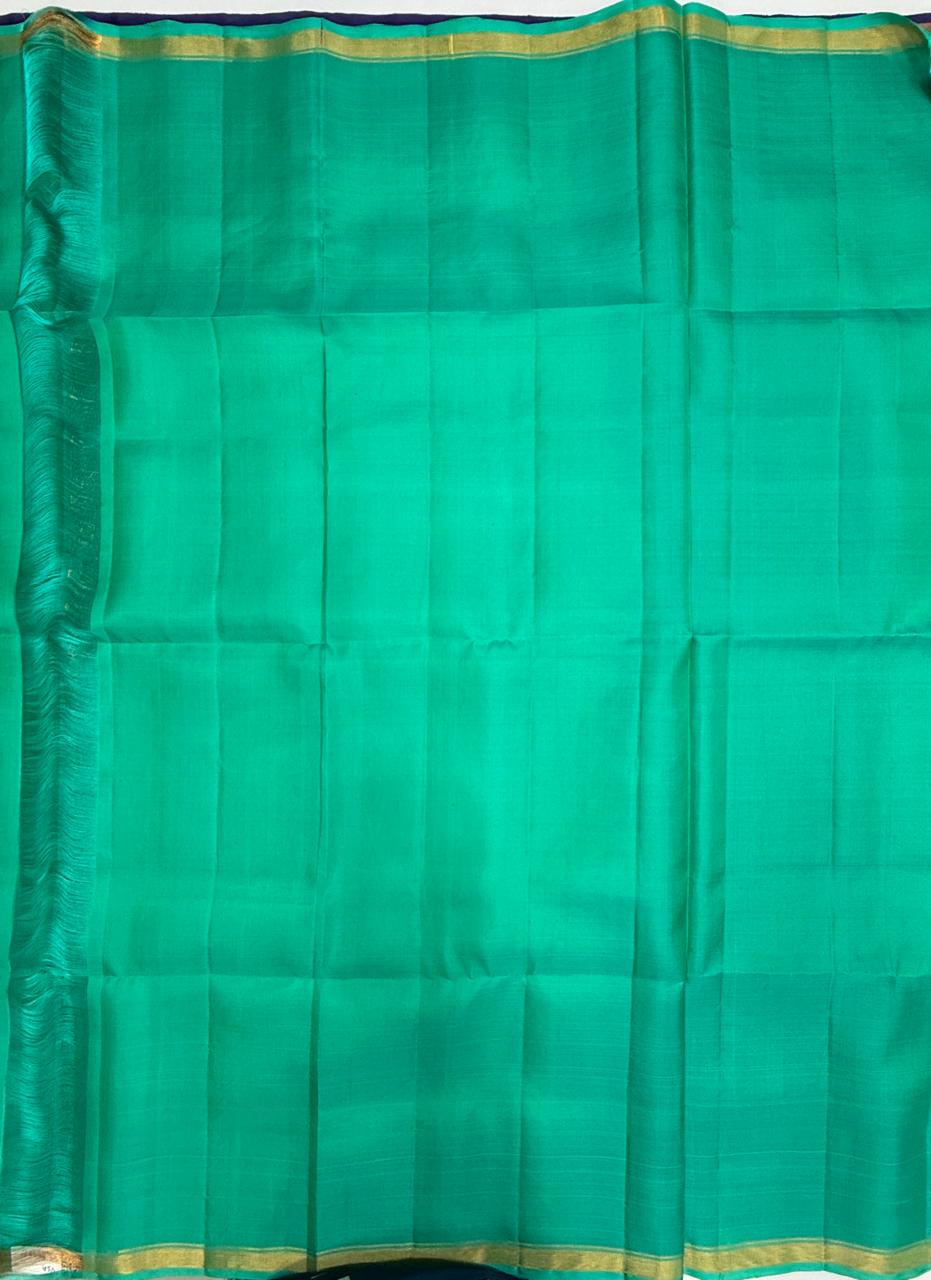 VSA682 - violet color body , sea blue color pallu , blouse pure silk saree