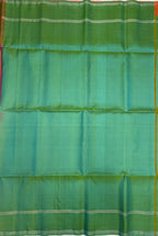 VSBL420 - pinkish orange color body , dual green color pallu , blouse - Pure silk saree