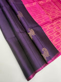 VSBL421 - violet color body , rani pink color pallu , blouse - Pure silk saree