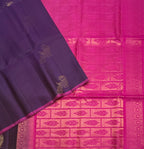 VSBL421 - violet color body , rani pink color pallu , blouse - Pure silk saree