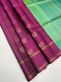 VSBL422 - purple color body , dual green color pallu , blouse - Pure silk saree