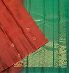 VSBL423 - rust orange color body , peacock green color pallu , blouse - Pure silk saree