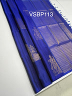 VSBP113 - blue color body , pallu,blouse - Pure silk saree