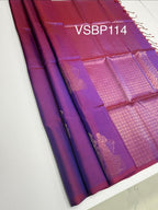 VSBP114 - blue with red color body , pallu,blouse - Pure silk saree
