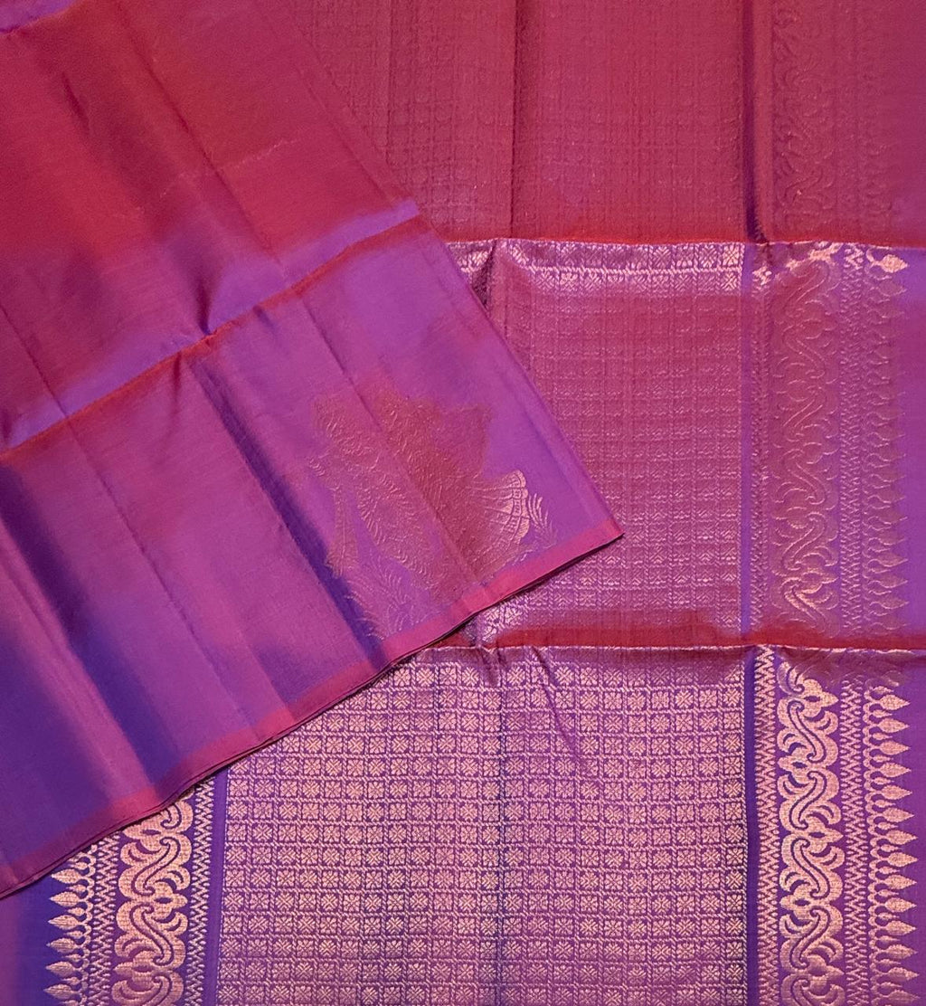 VSBP114 - blue with red color body , pallu,blouse - Pure silk saree