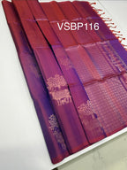 VSBP116 - blue with red color body , pallu,blouse - Pure silk saree