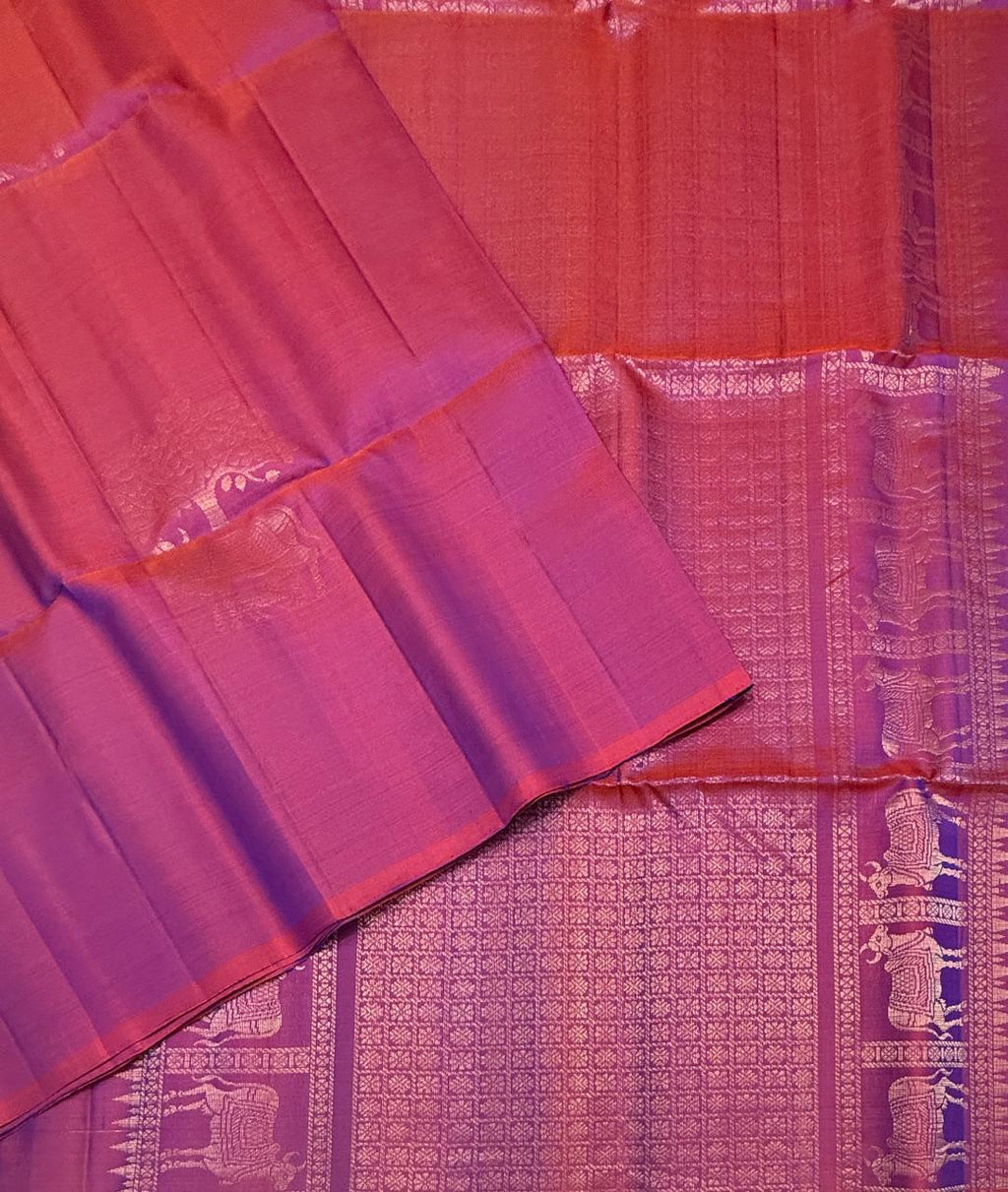 VSBP116 - blue with red color body , pallu,blouse - Pure silk saree