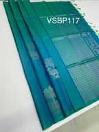 VSBP117 - blue with green color body , pallu,blouse - Pure silk saree